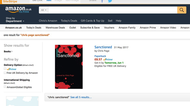 Chris Page Sanctioned: new novel out today
